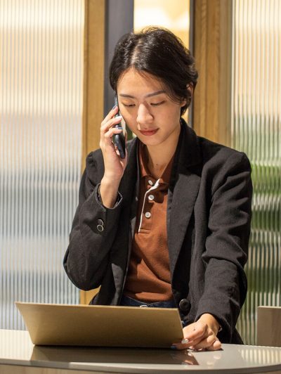 Receptionist talking on the phone Receptionist talking on the phone